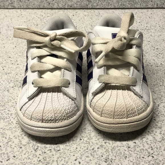 ADIDAS ORIGINALS SUPERSTAR G21190 Kids size 6 sneakers shoes White Purple W/Box - Picture 5 of 9